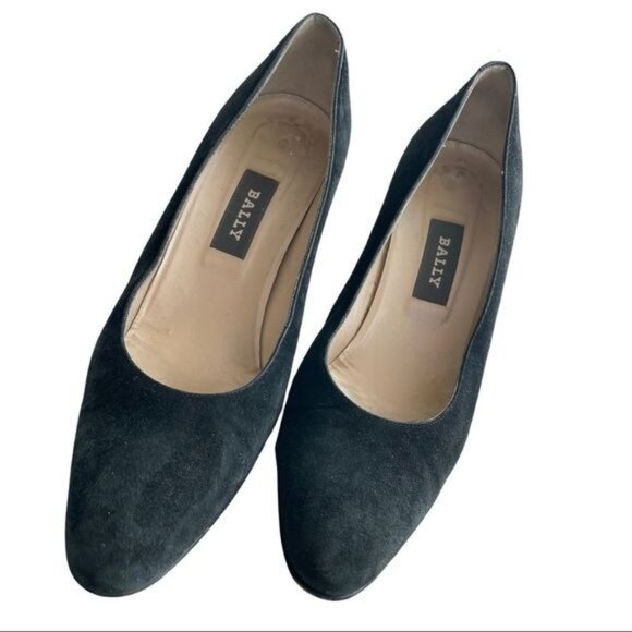 BALLY Black Suede Round Toe Pump Size 7 - Picture 6 of 12